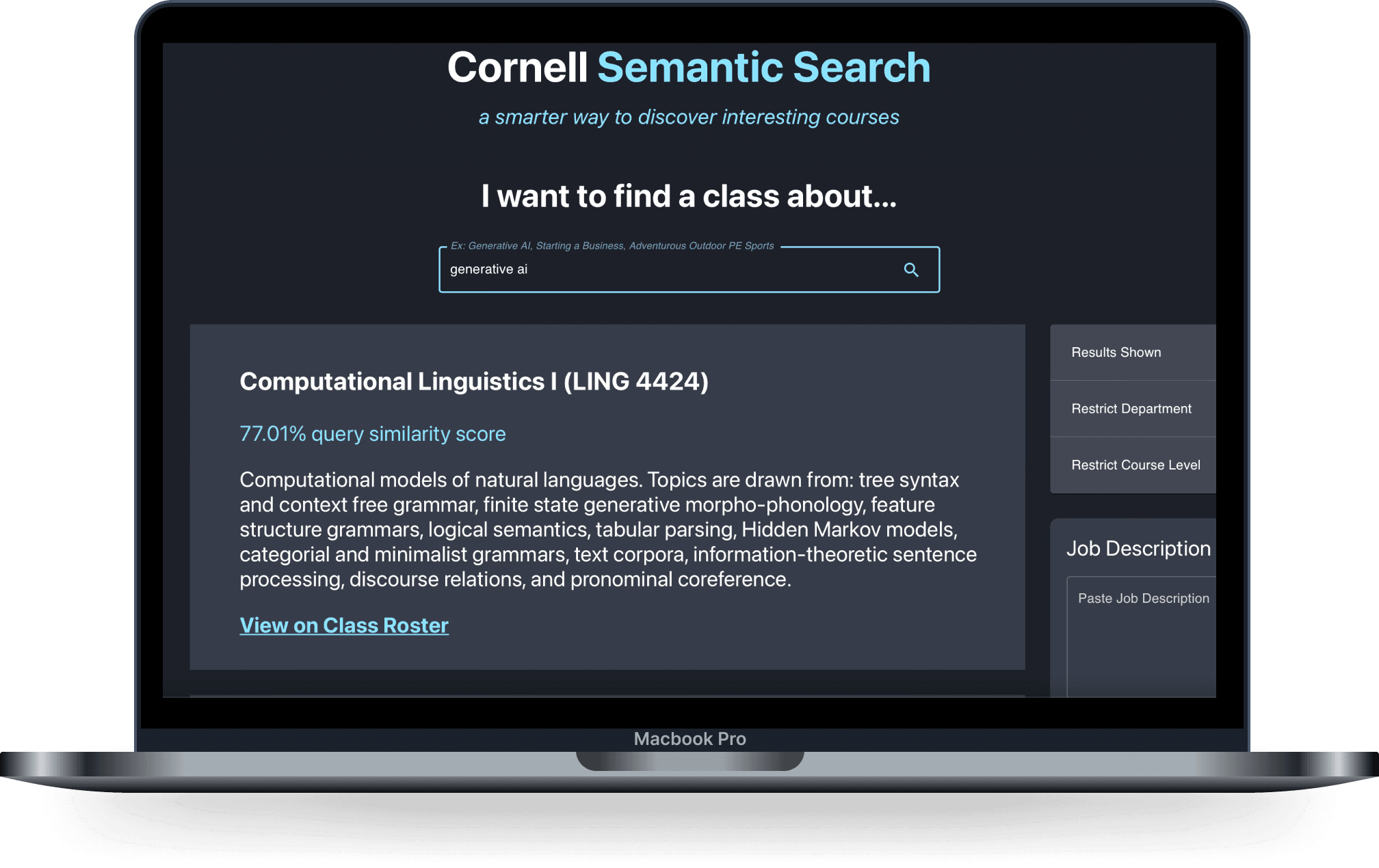 Cornell Course Engine screenshot
